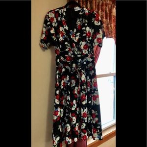 Hell Bunny Black Floral Midi Dress